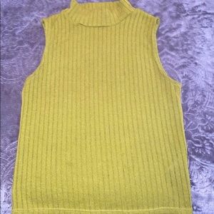 Pea Green Ribbed Mock Neck Tank